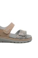 Imagine Sandale damă comode bej cu imprimeu, din piele naturală OTR12500