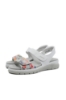 Imagine Sandale damă comode alb cu imprimeu, din piele naturală OTR12500