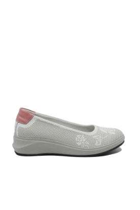 Imagine Pantofi comozi albi cu imprimeu trandafiri, din piele naturală OTR13011