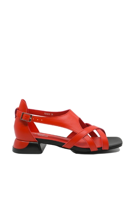 Imagine Sandale cu model din curelușe, roșii,  din piele naturală OTR20019