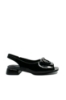 Imagine Sandale elegante negre din lac, cu baretă la spate OTR20005