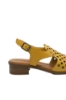 Imagine Sandale damă galbene din piele naturală cu perforații mari GOR6003