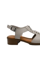 Imagine Sandale damă gri din piele naturală cu bordură împletită GOR6026