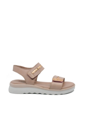 Imagine Sandale damă flatform, roz pudră, din piele naturală GOR4526