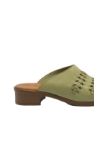 Imagine Saboți damă oliv din piele naturală, cu borduri împletite GOR6027