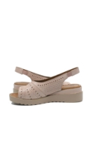 Imagine Sandale wedge cu platformă, roz, din piele naturală perforată GOR365