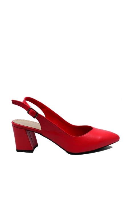 Imagine Pantofi decupați damă roșii din piele naturală, cu vârf ascuțit GOR24118