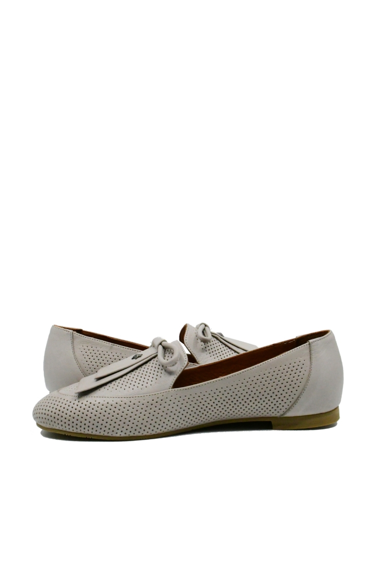 Imagine Pantofi loafer damă gri, din piele naturală cu perforații MIR7001