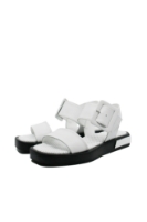Imagine Sandale damă albe din piele naturală, cu cataramă mare GOR2235