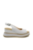 Imagine Sandale damă wedge cu platformă, albe, din piele naturală GOR977