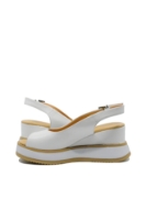 Imagine Sandale damă wedge cu platformă, albe, din piele naturală GOR977