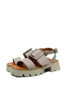 Imagine Sandale damă cu două benzi și cataramă, bej, din piele naturală MIR10303