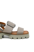 Imagine Sandale damă cu două benzi și cataramă, bej, din piele naturală MIR10303