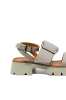 Imagine Sandale damă cu două benzi și cataramă, bej, din piele naturală MIR10303