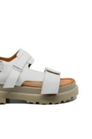 Imagine Sandale damă platformă cu barete duble, albe, din piele naturală MIR10243