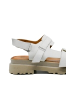 Imagine Sandale damă platformă cu barete duble, albe, din piele naturală MIR10243