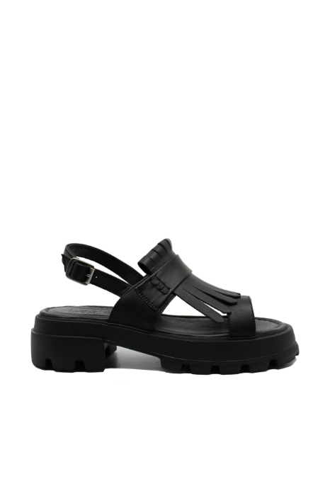 Imagine Sandale damă cu platformă negre, din piele naturală LF357