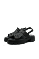 Imagine Sandale damă cu platformă negre, din piele naturală LF357