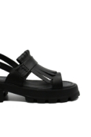 Imagine Sandale damă cu platformă negre, din piele naturală LF357