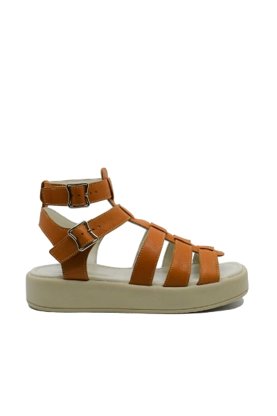 Imagine Sandale damă romane cognac din piele naturală LF361
