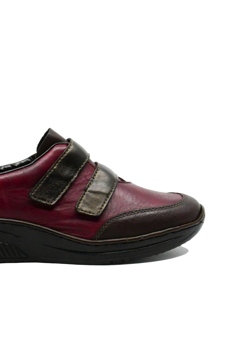 Imagine Pantofi comozi damă din piele naturală roșu mixt RIK48750-35
