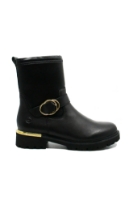 Imagine Ghete damă negre cu accesorii aurii din piele naturală REMD8666-01
