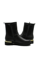 Imagine Ghete damă negre cu accesorii aurii din piele naturală REMD8666-01
