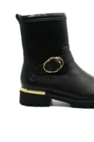 Imagine Ghete damă negre cu accesorii aurii din piele naturală REMD8666-01