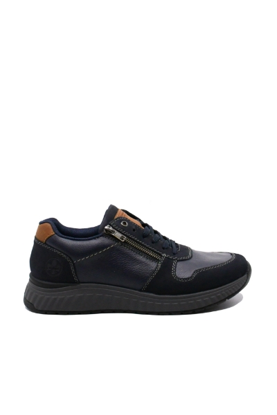 Imagine Pantofi cu aspect sport bleumarin din mix de piele RIKB0613-14