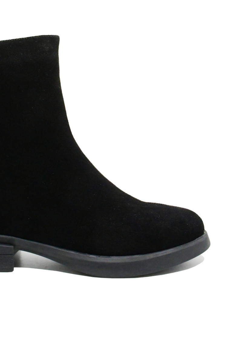 Imagine Botine damă negre, din piele întoarsă