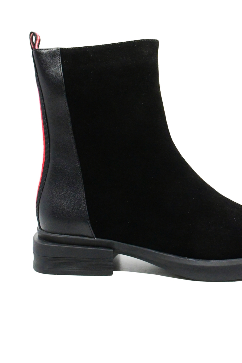 Imagine Botine damă negre, din piele întoarsă