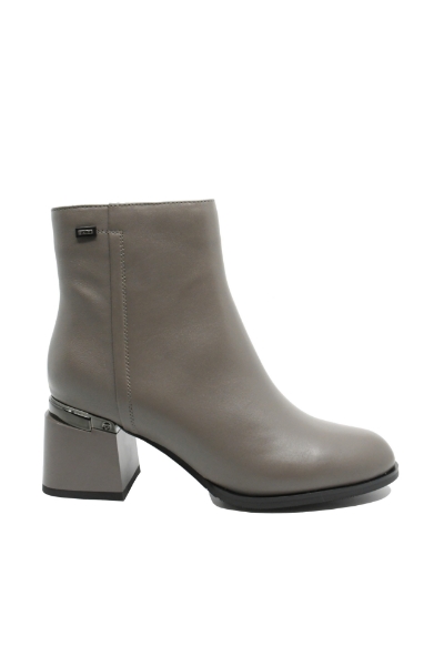 Imagine Botine damă cu toc masiv, gri, din piele naturală FNX5830 