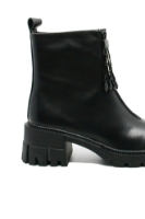 Imagine Botine damă cu fermoar în față și ciucure, negre, din piele naturală FNX2946