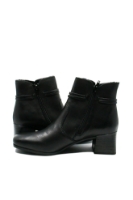 Imagine Botine negre din piele naturală, cu vârf pătrat și toc bloc RIK70973-00
