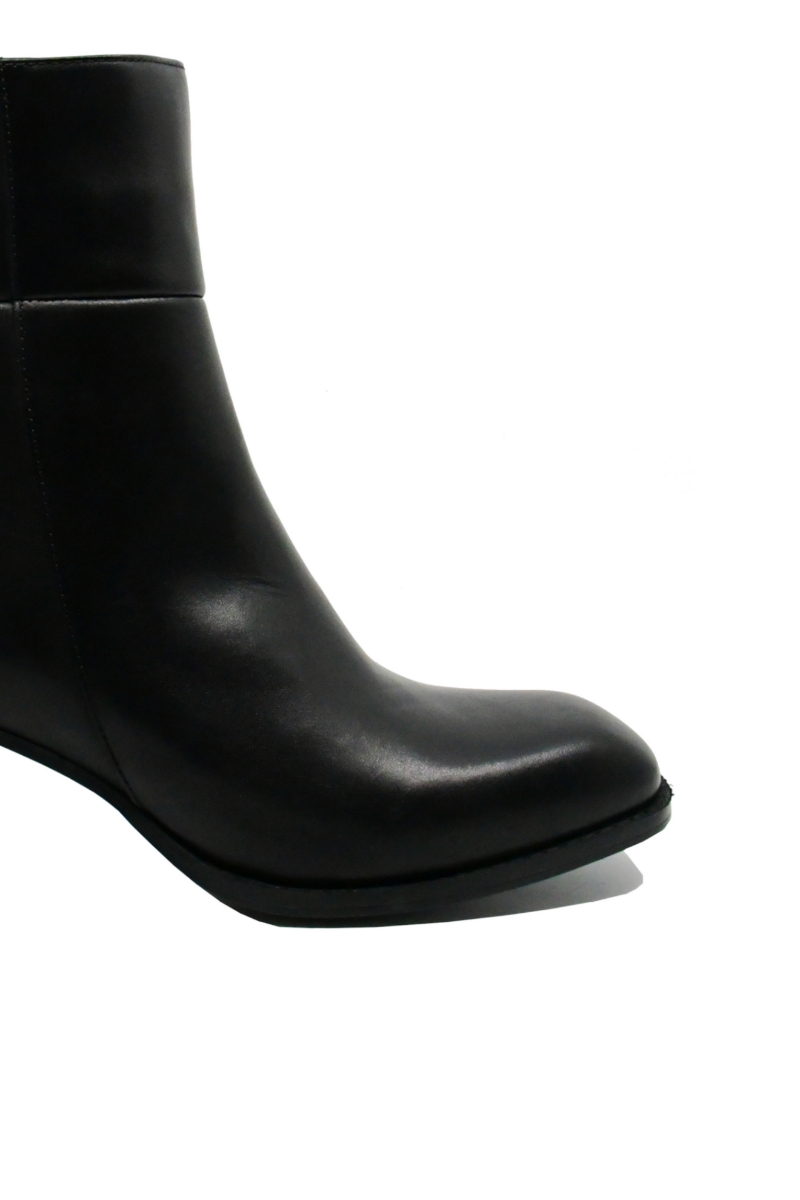 Imagine Botine negre din piele naturală, cu toc bloc și vârf pătrat CASP66350
