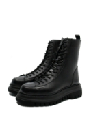Imagine Ghete negre din piele naturală, cu șiret până sus CASP66329