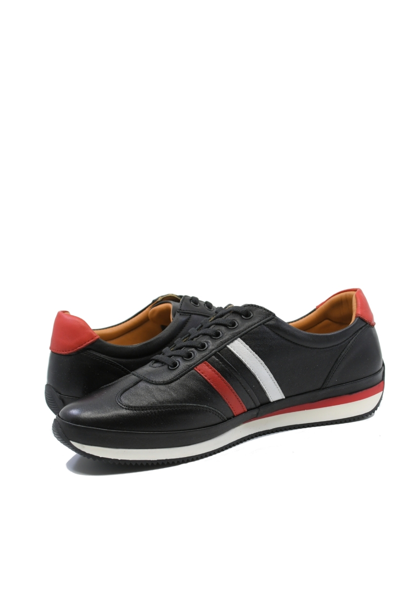 Imagine Pantofi casual sport bărbați, negri, din piele naturală GOR061