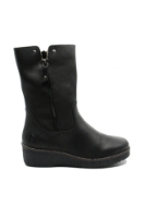 Imagine Ghete comode, negre, din piele naturală, cu fermoar metalic RIKY4653-00