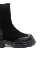 Imagine Ghete negre din piele întoarsă cu inserții din piele naturală FLG1340
