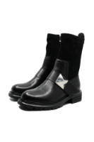 Imagine Ghete damă negre din piele naturală, cu carâmb moale FLG7023