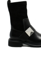 Imagine Ghete damă negre din piele naturală, cu carâmb moale FLG7023