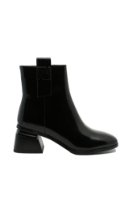 Imagine Botine negre din lac, cu toc evazat și vârf pătrat FLG3768