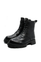 Imagine Ghete damă combat style, negre, din piele naturală FNX3991