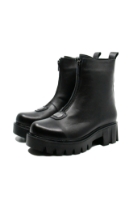 Imagine Ghete damă cu fermoar decorativ în față, negre, din piele naturală MIR1525