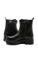 Imagine Ghete damă cu fermoar decorativ în față, negre, din piele naturală MIR1525