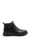 Imagine Ghete hi-top stilate, negre, din piele naturală FNXNH-04