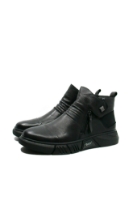 Imagine Ghete hi-top stilate, negre, din piele naturală FNXNH-04