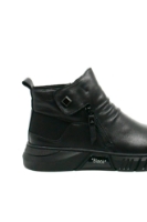 Imagine Ghete hi-top stilate, negre, din piele naturală FNXNH-04