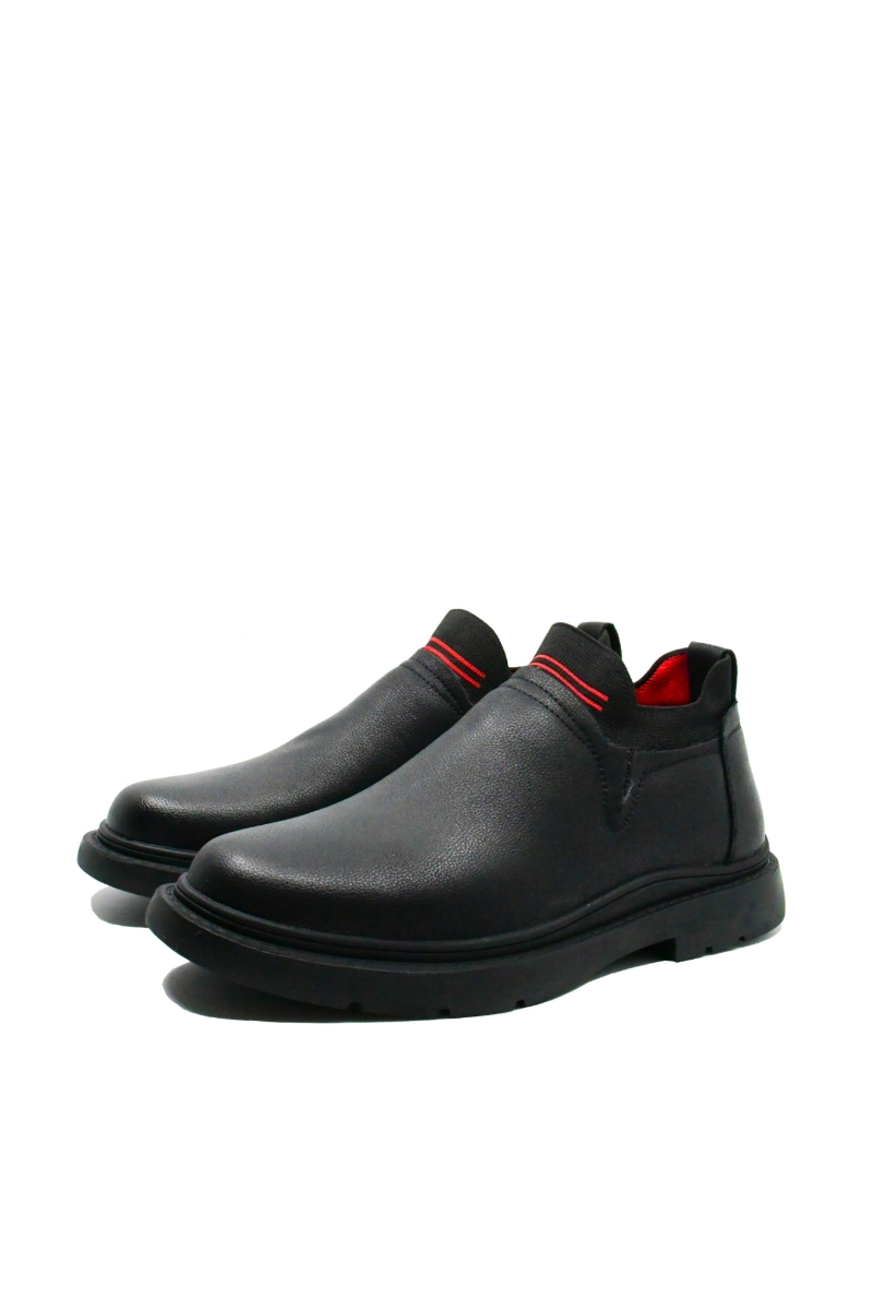 Imagine Ghete bărbați negre, din piele naturală cu granulații FNX1010-1