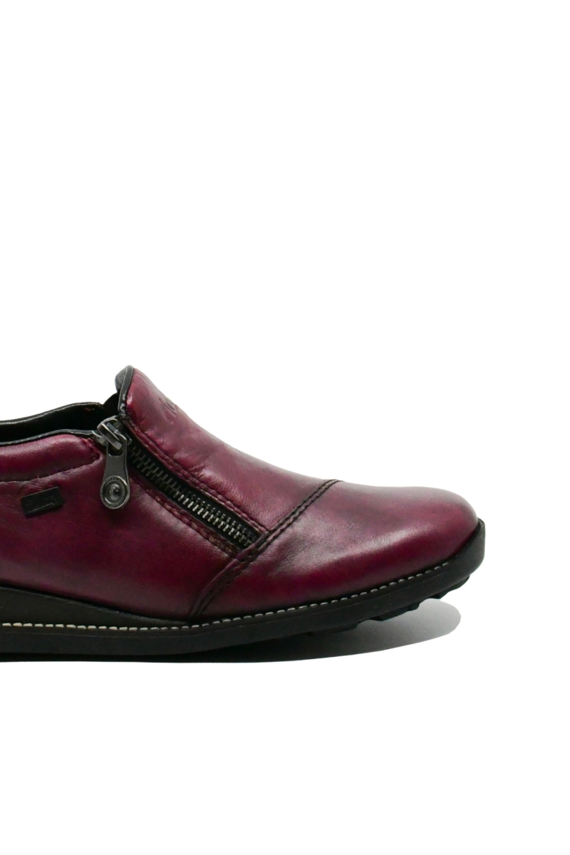 Imagine Pantofi comozi damă roșu grena din mix de piele naturală RIK44265-35